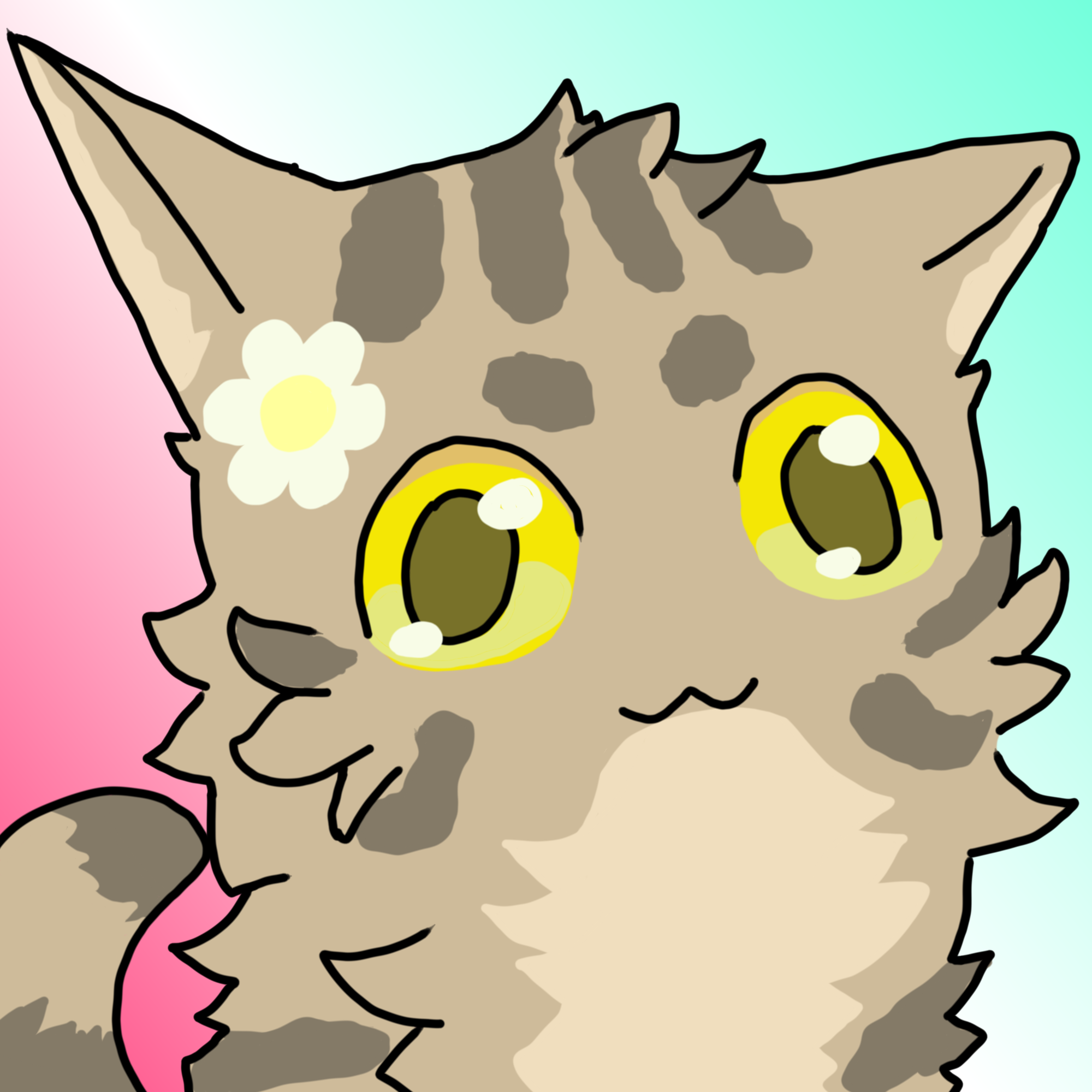 低多边形转2D漫画风格的狸花猫，薄荷色背景